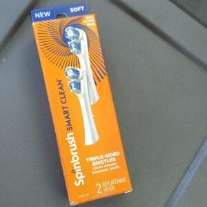 Spinbrush Replacement Toothbrush Heads - White with Blue Bristles